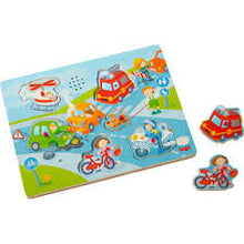 Afbeelding in Gallery-weergave laden, Haba houten geluidenpuzzel - In de stad - 303180
