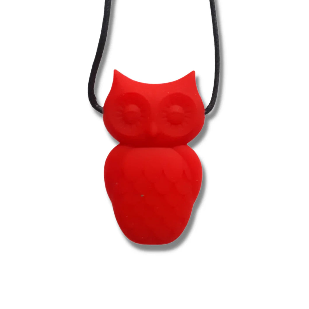 Jellystone Designs kauwsieraden - Kauwhanger uil Scharlakenrood