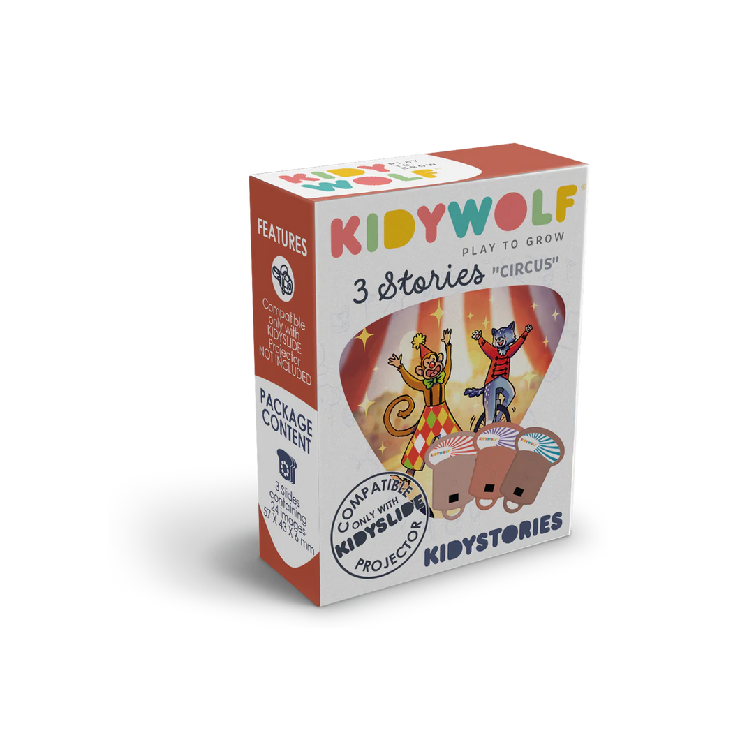 Kidywolf Kidystories Circus voor de Kidyslide