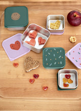 Afbeelding in Gallery-weergave laden, Lässig Snackbox Stainless Steel 3 pcs Happy Rascals - Heart Lavender
