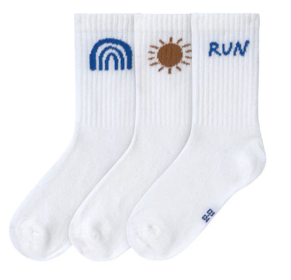 Lässig Tennis Socks 3 pcs GOTS Little Gang  Run, maat 27-30