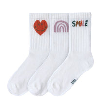 Afbeelding in Gallery-weergave laden, Lässig Tennis Socks 3 pcs GOTS Little Gang Smile, maat 23-26
