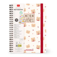 Afbeelding in Gallery-weergave laden, Legami A5-notitieboek met lijntjes en geïllustreerde harde kaft – Teddybeer – Spiraalbinding
