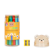 Afbeelding in Gallery-weergave laden, Legami set van 24 kleurpotloden met puntenslijper - Teddy Friends
