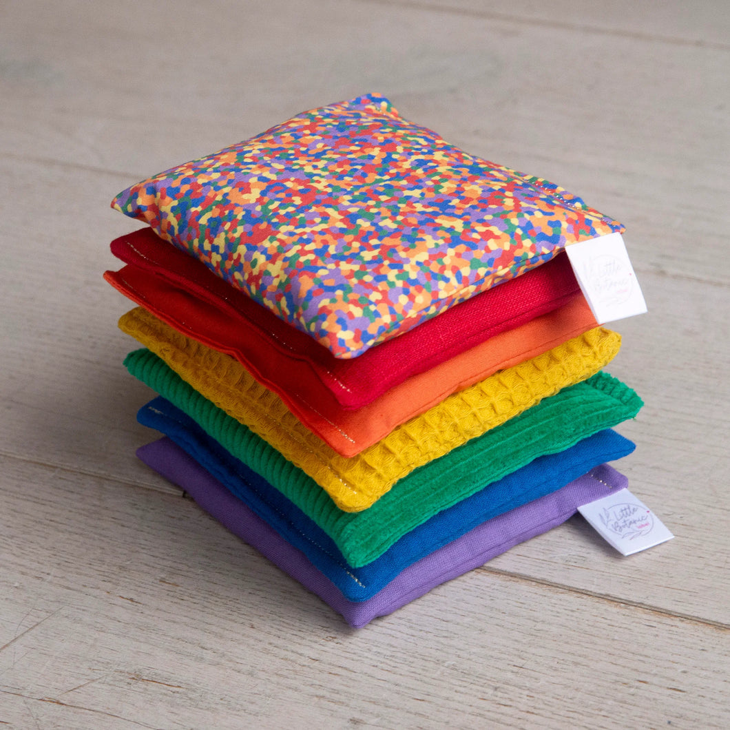 Little Botanic Label - Sensorische pittenzakjes 7 stuks - regenboog + confetti regenboog