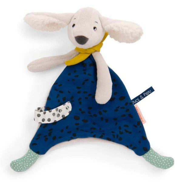 Moulin Roty Puce & Pilou knuffeldoek doudou hond Pilou blauw - 684006