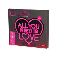Afbeelding in Gallery-weergave laden, Legami Valentijn - Neon Effect Led Lamp - All You Need is Love - It's a Sign
