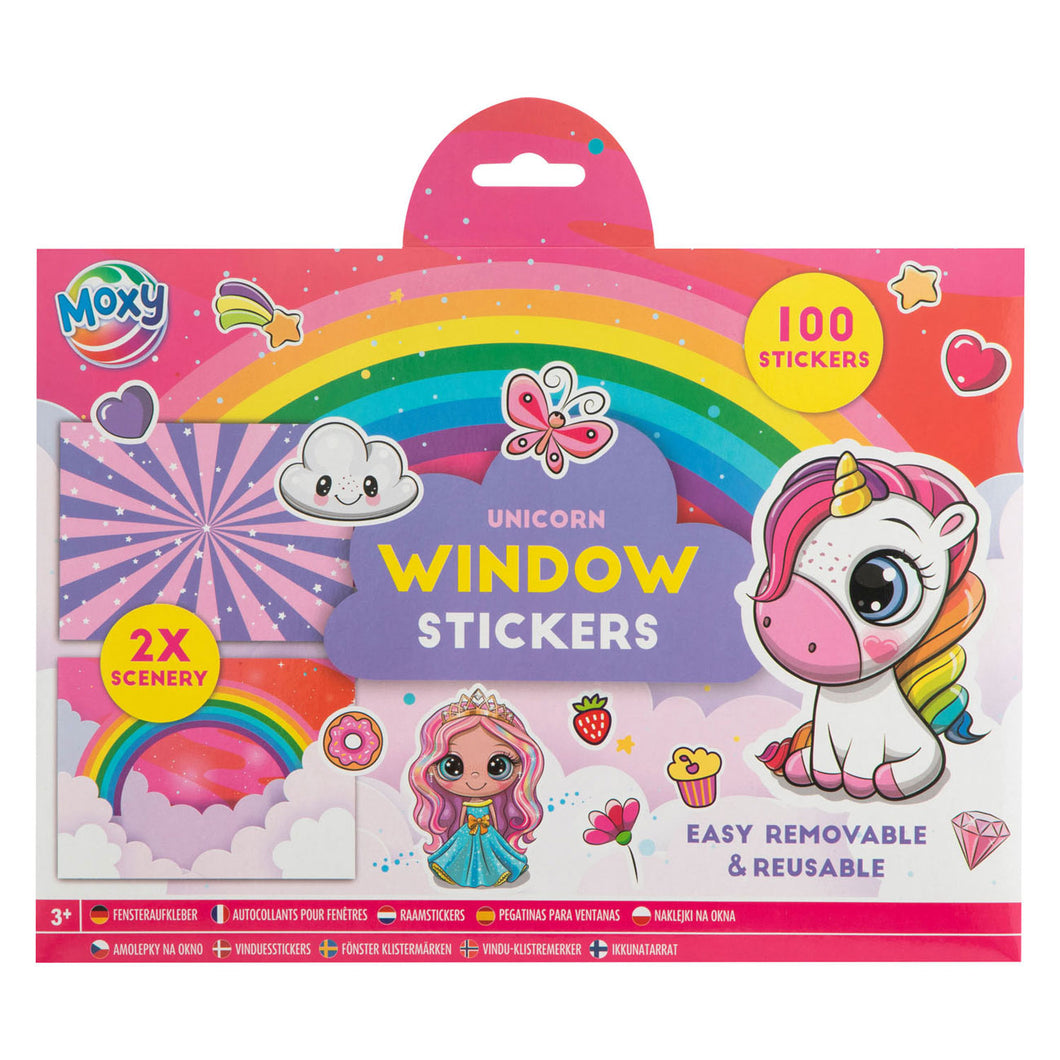 Raamstickers met 2 Sticker Scenes - Eenhoorn, 100 stickers