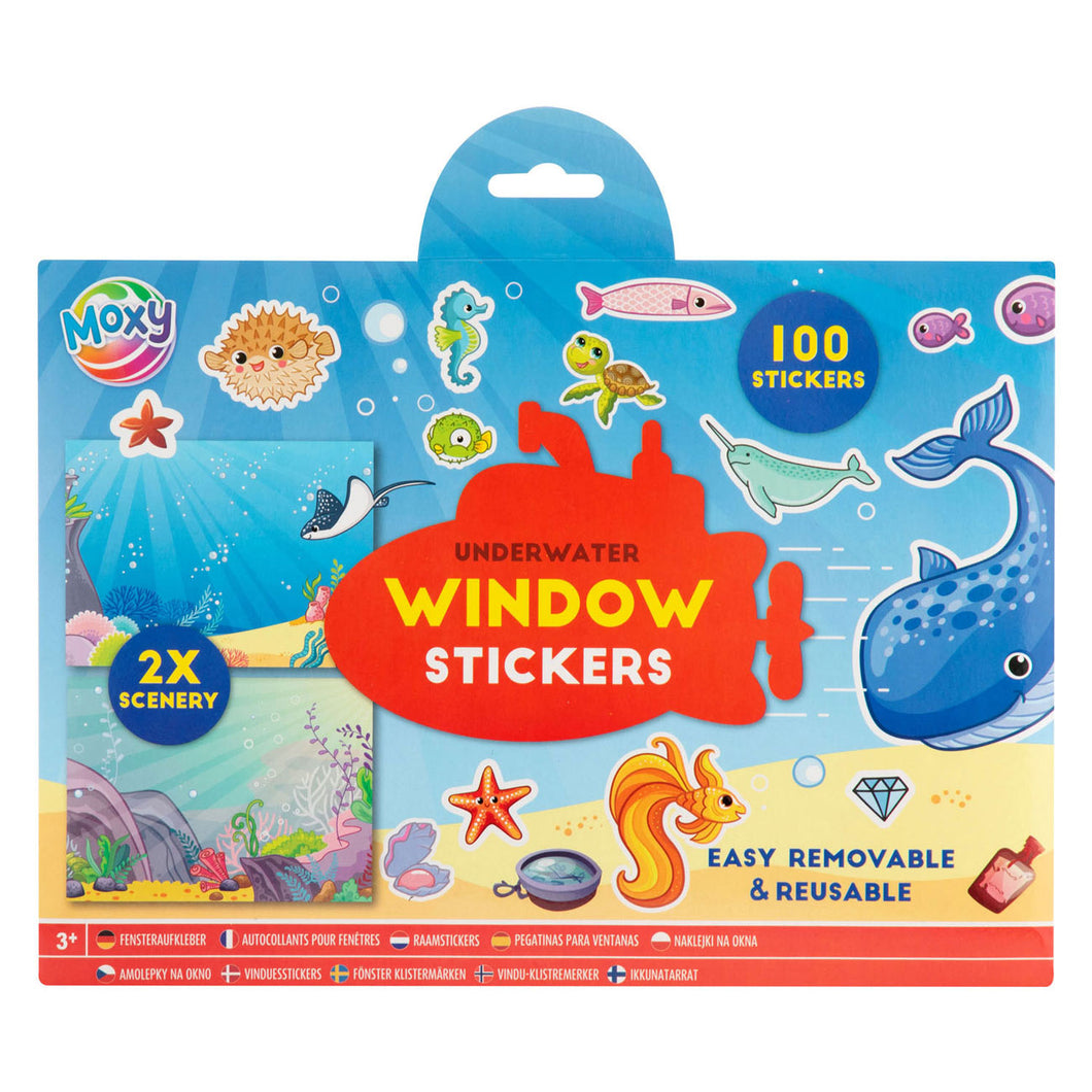 Raamstickers met 2 Sticker Scenes - Onderwaterwereld, 100 stickers