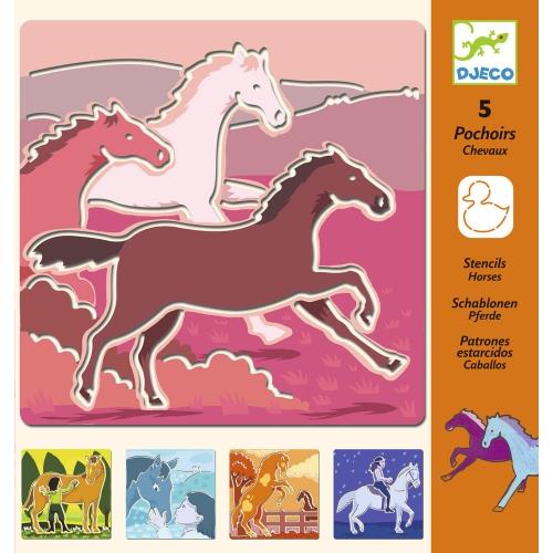 Djeco set van 5 teken sjablonen Paarden - DJ08818