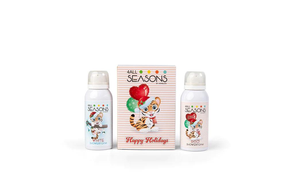 4All Seasons Gift Box Happy Holidays - 2 x 100 ml - showerfoam white + showerfoam Red