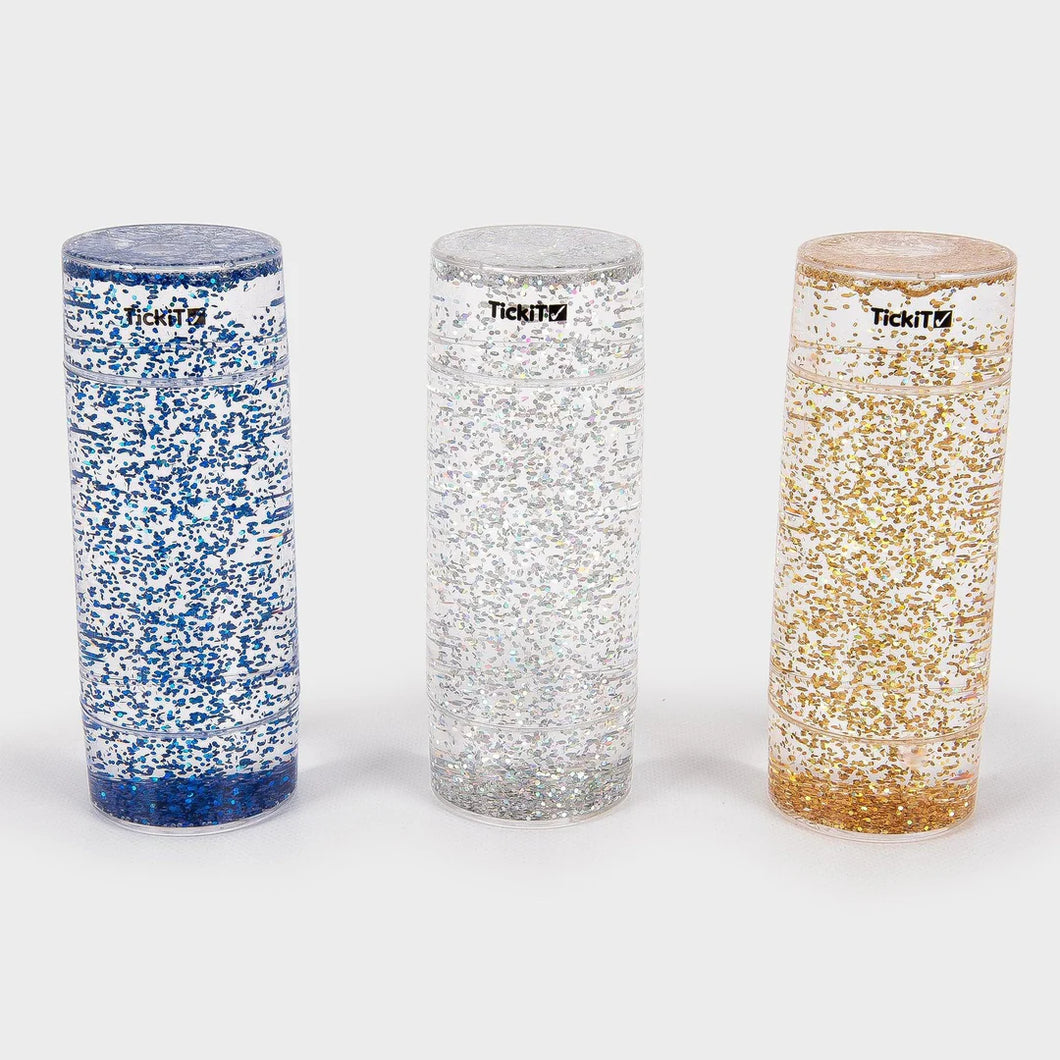 Tickit Sensorische Glitter Storm-Set 3 stuks (blauw, goud, zilver)