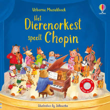 Afbeelding in Gallery-weergave laden, Usborne Geluidenboek - Het Dierenorkest speelt Chopin 2+

