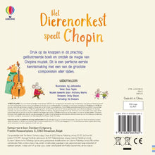 Afbeelding in Gallery-weergave laden, Usborne Geluidenboek - Het Dierenorkest speelt Chopin 2+
