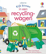 Afbeelding in Gallery-weergave laden, Usborne educatief kartonboek - Kijk binnen in een recyclingwagen. 3+
