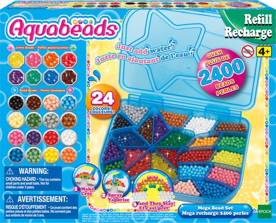 Aquabeads navulling mega parelset 2400 stuks in handige sorteerkoffer - 31502