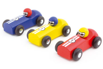 Pintoy houten vintage racers - rood, blauw of geel - 13507