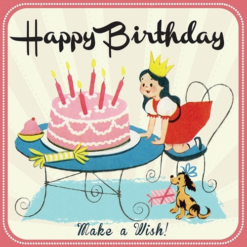 Wenskaart Happy Birthday - Girls * Make a Wish!