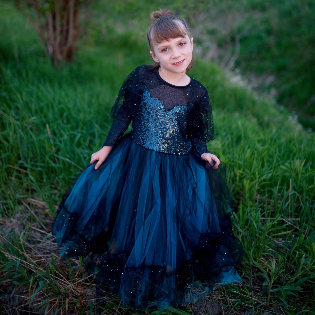 Great Pretenders verkleedjurk Luna de Middernachtsheks met haarband, maat 9-10 jaar