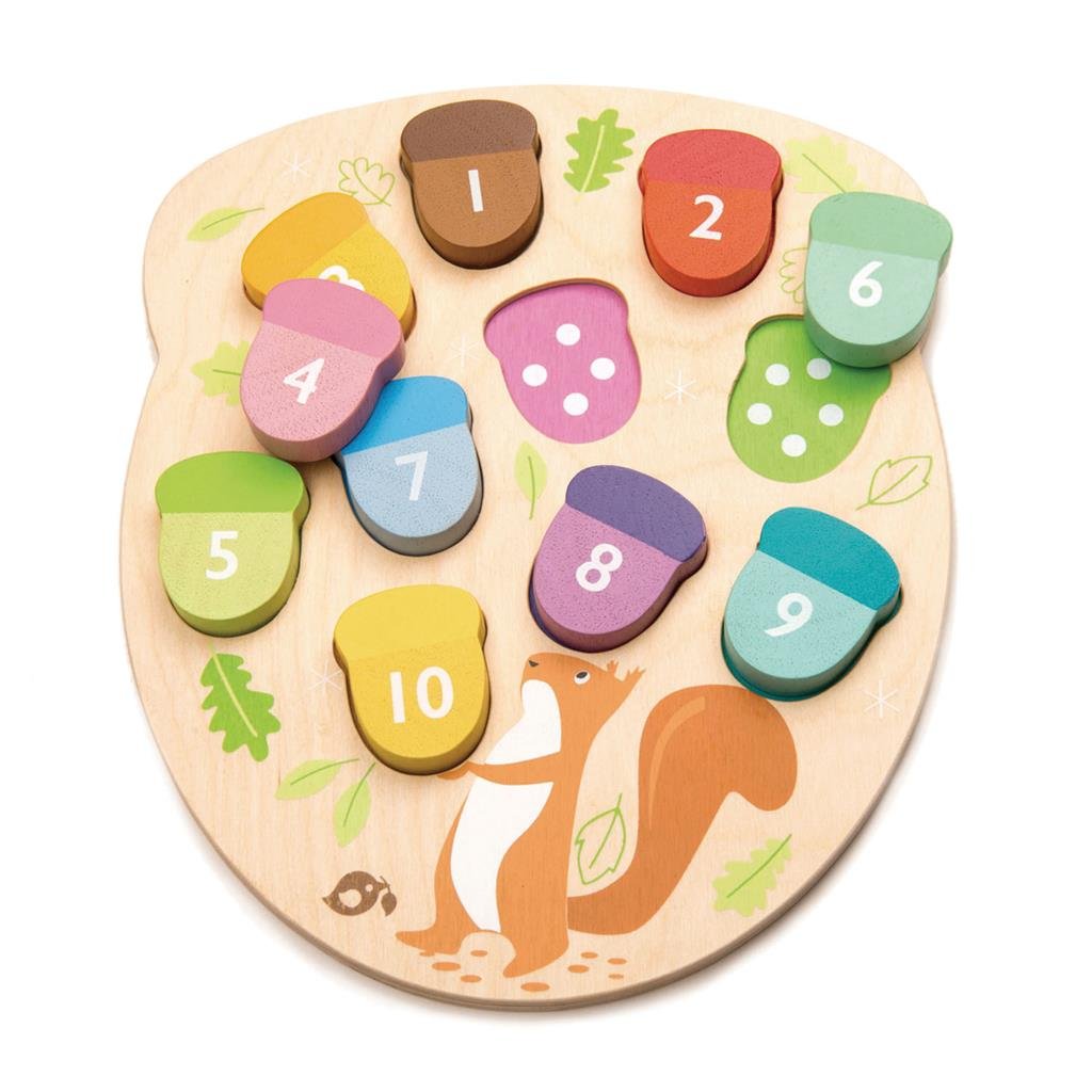 Tender Leaf Toys preschool, puzzel hoeveel eikels tel jij? 18M+