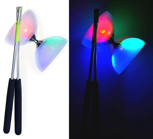 Acrobat LED light diabolo + aluminium handsticks - 515729