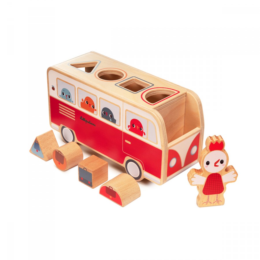 Lilliputiens Paulette de kip houten vormsorteerder Retro Bus - 83261