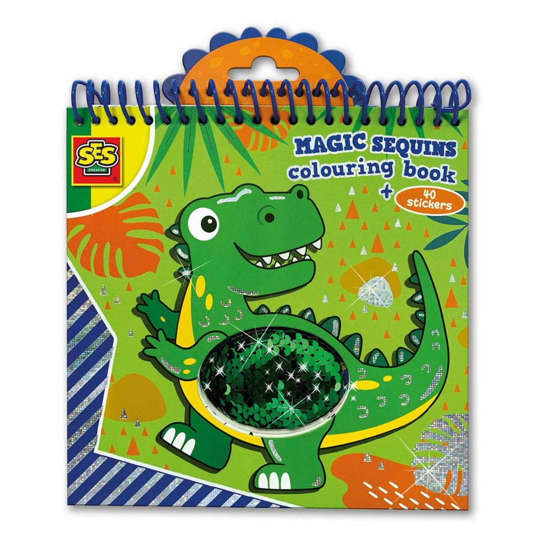 SES Magische Pailetten Kleurboek - Dino's & dieren