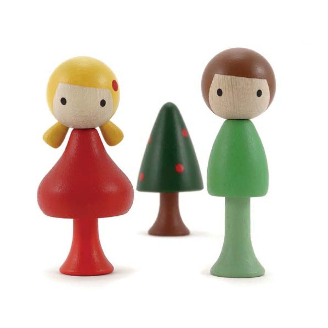 Clicques Christmas edition, houten magnetische popjes Ana & Simon Kerstmis