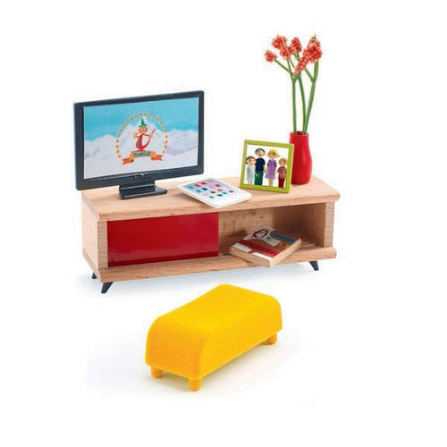 Djeco DJ07827 Poppenhuis meubels - TV kamer salon