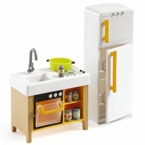 Djeco DJ07833 Poppenhuis meubels - compacte keuken 8-delig