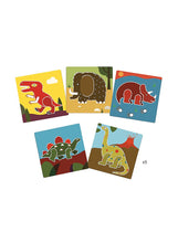 Afbeelding in Gallery-weergave laden, Djeco set van 5 teken sjablonen Dinosaurussen - DJ08863

