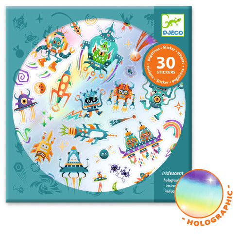 Djeco DJ09265 iriserende stickers metallic Galaxy set 30 stuks