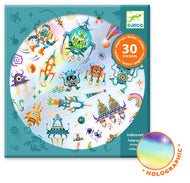 Djeco DJ09265 iriserende stickers metallic Galaxy set 30 stuks