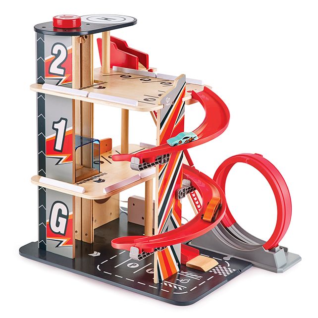 Hape Toys houten Gearhead Stunt Garage - E3019