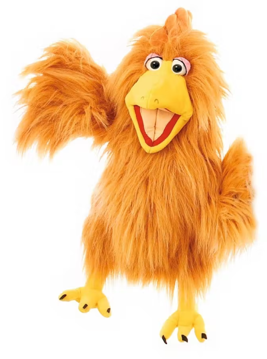 Living Puppets klaspop handpop kip Herta de Hen - W141