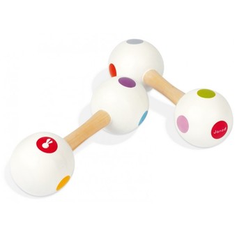 Janod J07610 Confetti houten halter maracas (1 stuks)