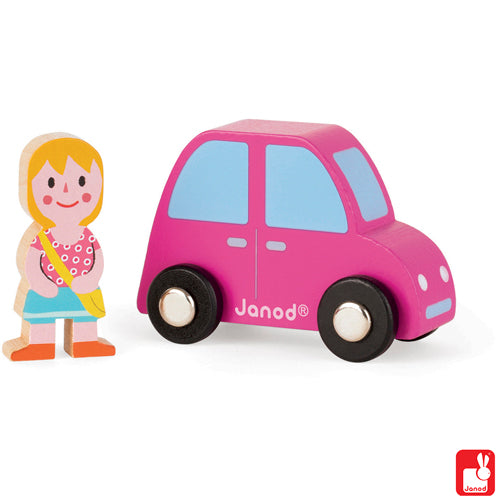 Janod J08563 Story set City - Roze auto en meisje