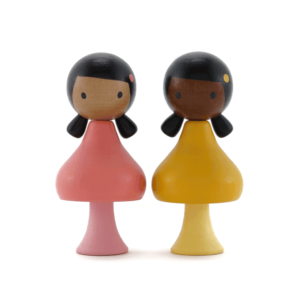 Clicques Girls,houten magnetische meisjes popjes - Ruby & Coco