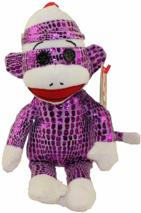 TY Beanie Boos Pluche Sock Monkey Violet 15 cm