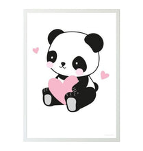 Afbeelding in Gallery-weergave laden, A Little Lovely Company poster Panda meisjes 50 x 70 cm papier zwart/roze
