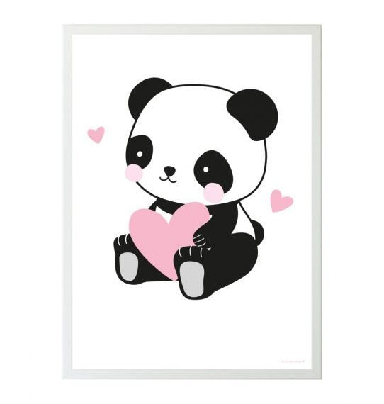 A Little Lovely Company poster Panda meisjes 50 x 70 cm papier zwart/roze