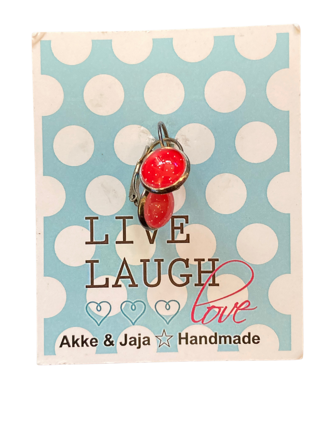 Akke & Jaja oorbellen - Hangertje rood dots