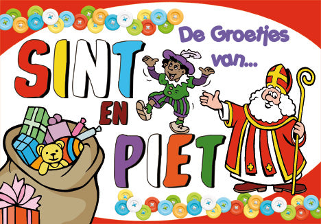 Wenskaart Groetjes van Sint & Piet - Sinterklaas